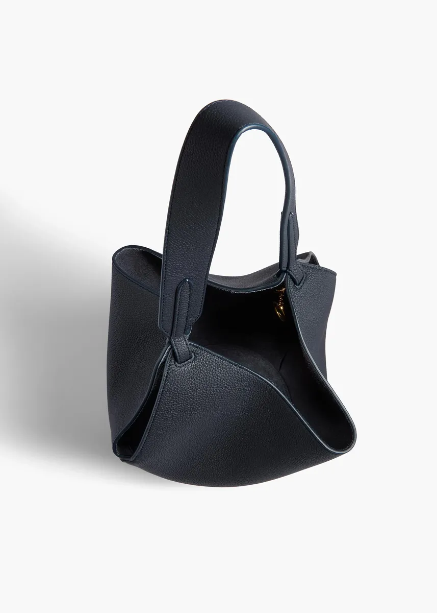 Khaite Mini Lotus Tote In Midnight Navy Pebbled Leather | Thumbnail 3 Khaite Mini Lotus Tote In Midnight Navy Pebbled Leather | Thumbnail 3
