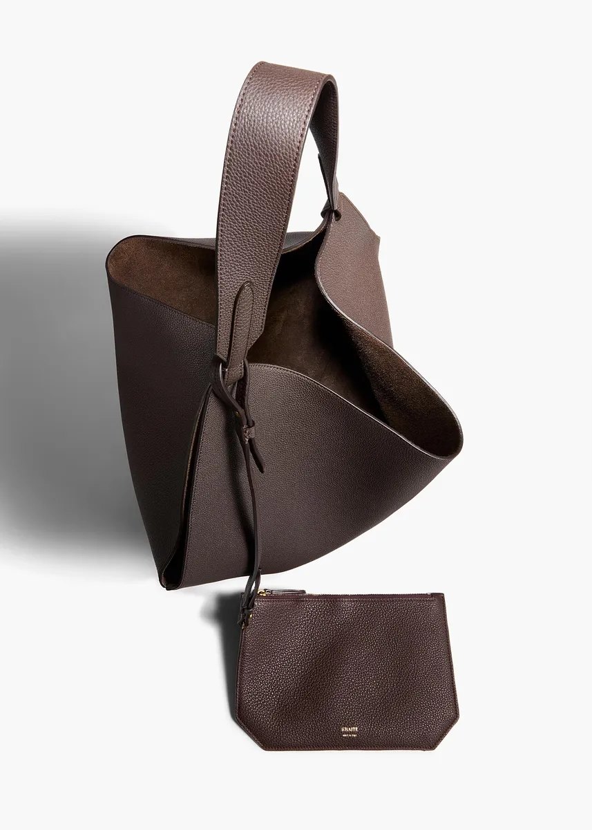 Khaite Medium Lotus Tote In Espresso Pebbled Leather | Thumbnail 3 Khaite Medium Lotus Tote In Espresso Pebbled Leather | Thumbnail 3