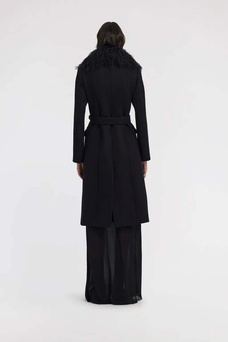 Roberto Cavalli Black Virgin Wool Coat With Fur Collar | Thumbnail 3 Roberto Cavalli Black Virgin Wool Coat With Fur Collar | Thumbnail 3