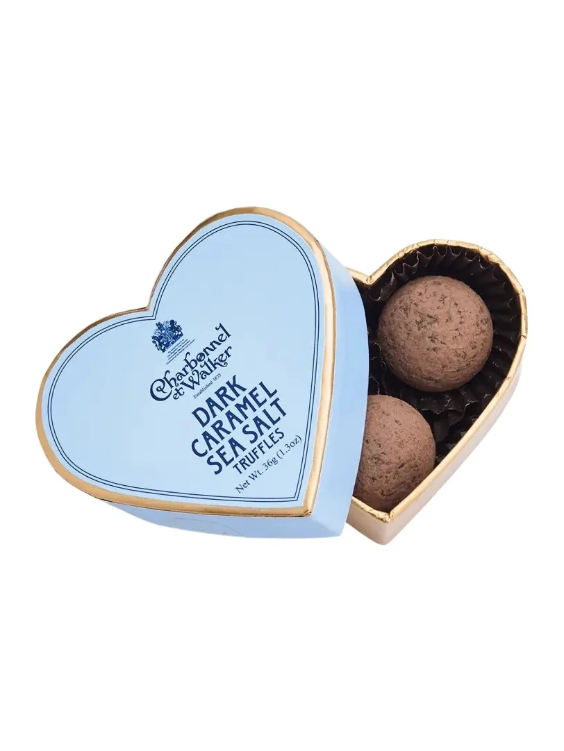 Charbonnel Et Walker Blue Heart Box Sea Salt Dark Caramel Truffles