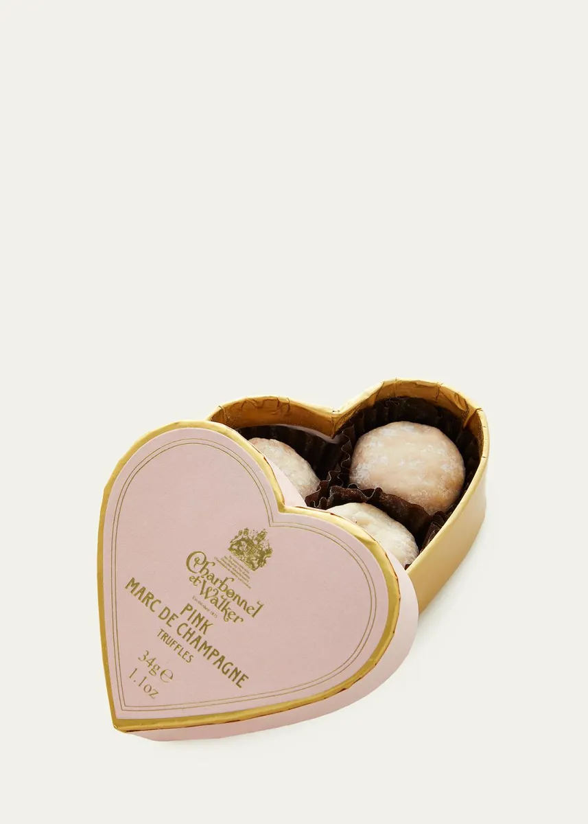 Charbonnel Et Walker Pink Marc de Champagne Truffles in Heart Box | Thumbnail 2