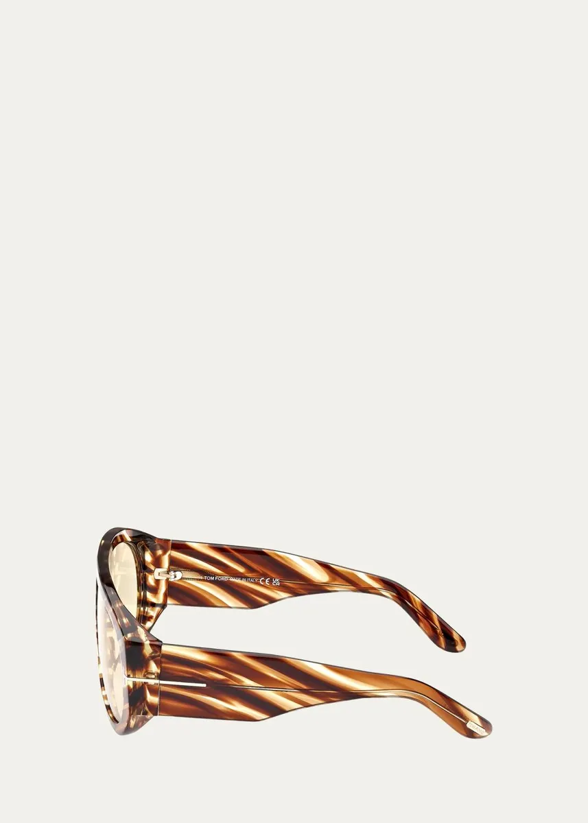 Tom Ford Patterned Round Acetate Sunglasses | Thumbnail 3