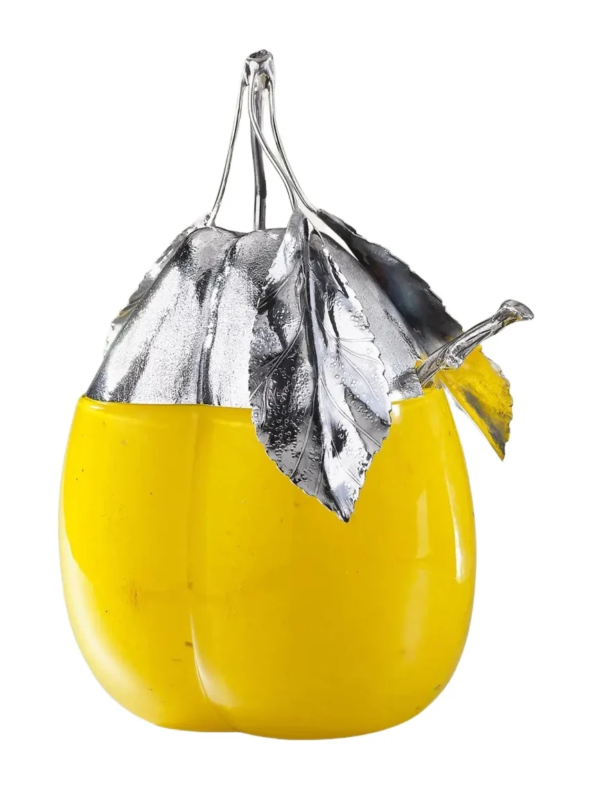 Buccellati Murano Glass & Sterling Silver Yellow Plum Jam Jar