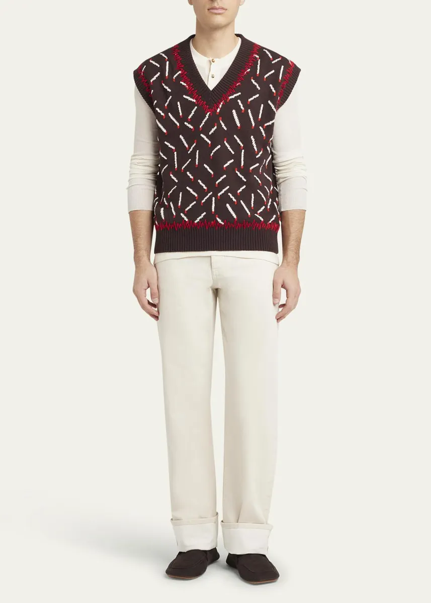 Bottega Veneta Men's Allover Matchstick Chunky Sweater Vest | Thumbnail 2 Bottega Veneta Men's Allover Matchstick Chunky Sweater Vest | Thumbnail 2