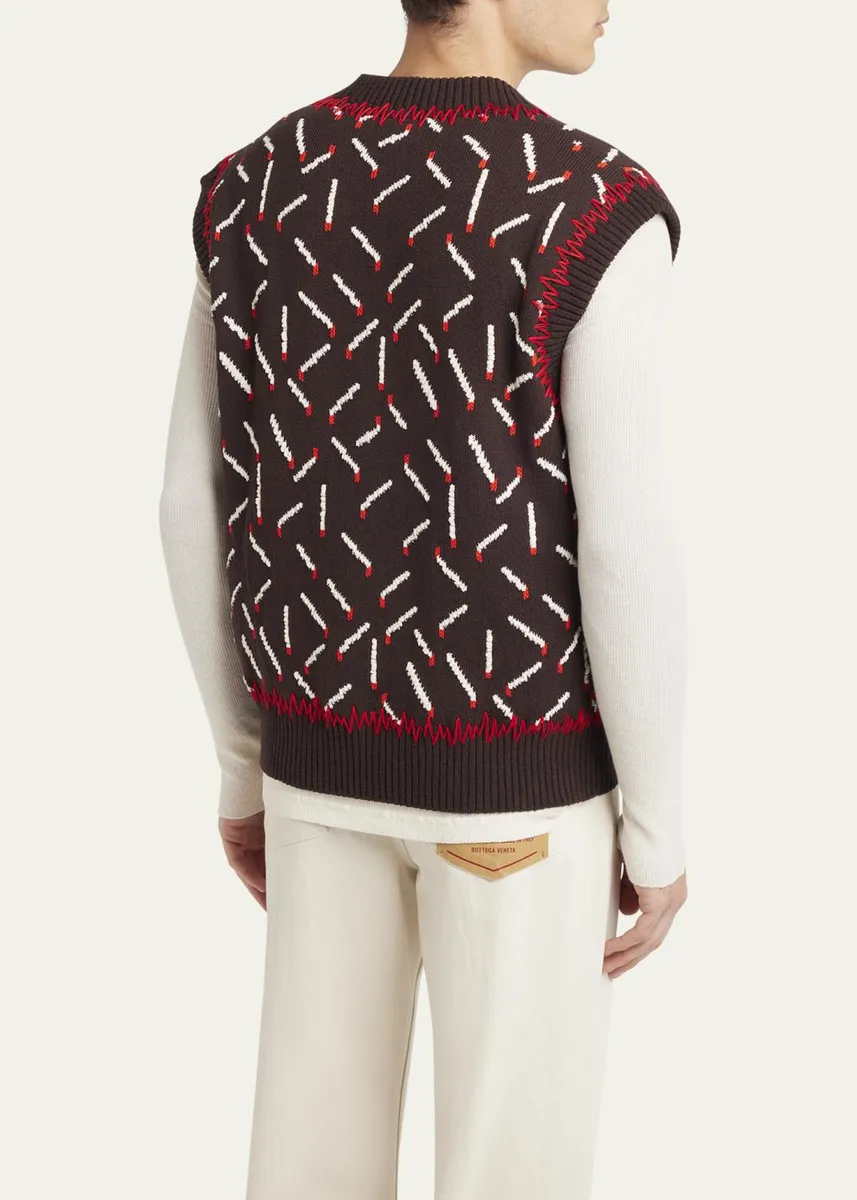 Bottega Veneta Men's Allover Matchstick Chunky Sweater Vest | Thumbnail 3 Bottega Veneta Men's Allover Matchstick Chunky Sweater Vest | Thumbnail 3