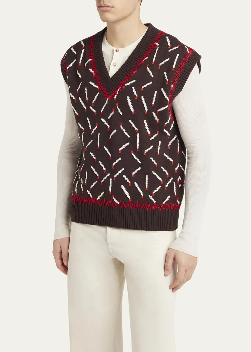 Bottega Veneta Men's Allover Matchstick Chunky Sweater Vest | Thumbnail 4 Bottega Veneta Men's Allover Matchstick Chunky Sweater Vest | Thumbnail 4