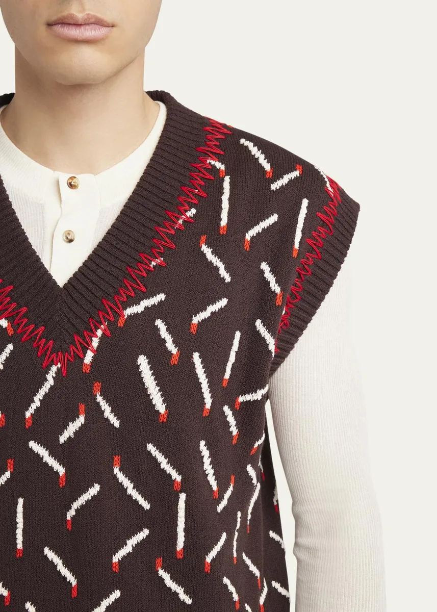 Bottega Veneta Men's Allover Matchstick Chunky Sweater Vest | Thumbnail 5 Bottega Veneta Men's Allover Matchstick Chunky Sweater Vest | Thumbnail 5