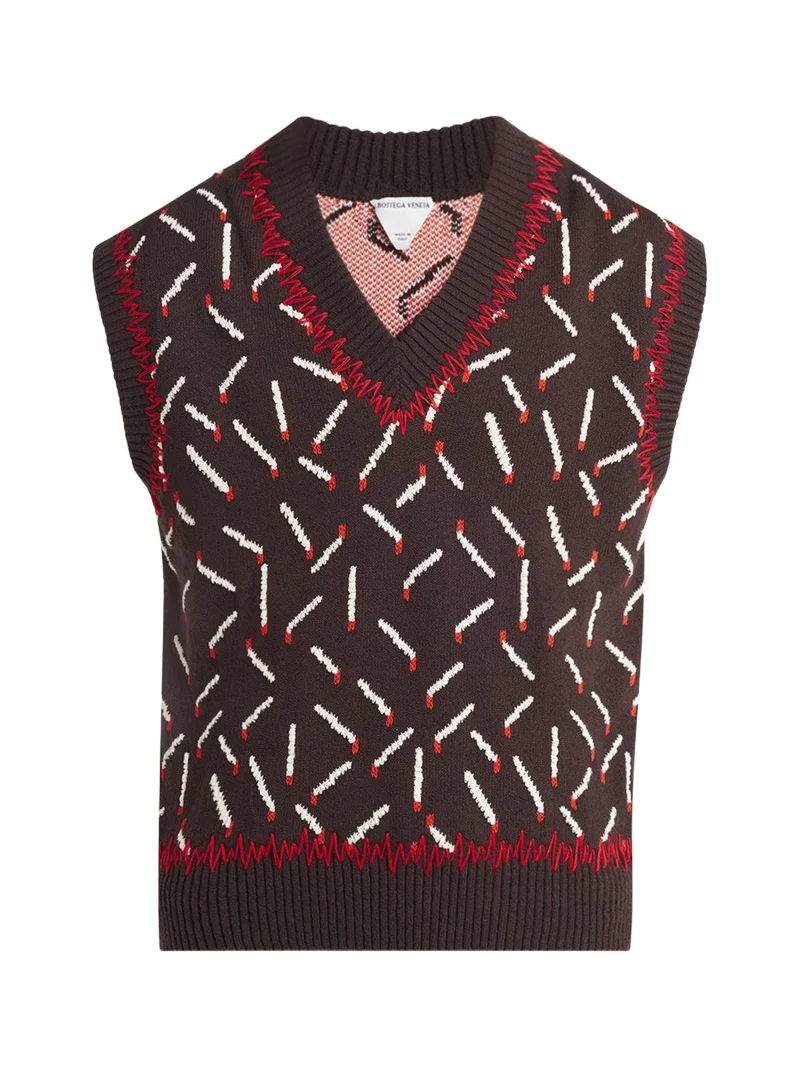 Bottega Veneta Men's Allover Matchstick Chunky Sweater Vest