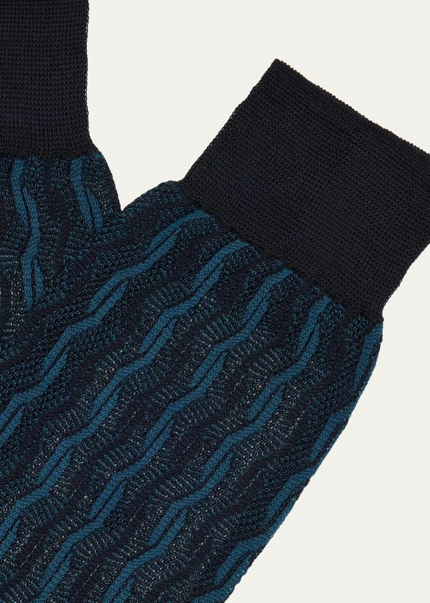 Bresciani Men's Cotton Cable Weave Crew Socks | Thumbnail 2 Bresciani Men's Cotton Cable Weave Crew Socks | Thumbnail 2