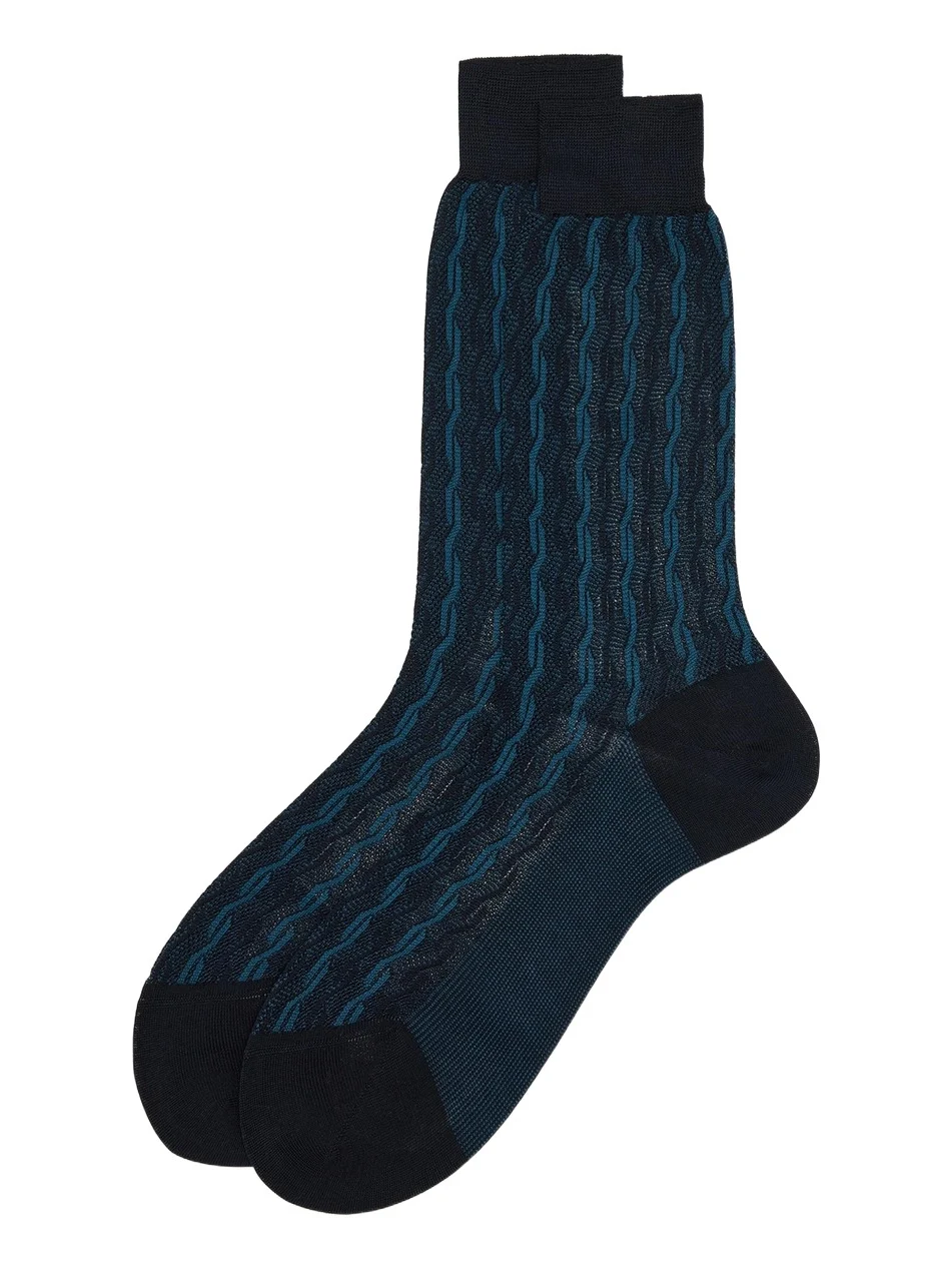 Bresciani Men's Cotton Cable Weave Crew Socks
