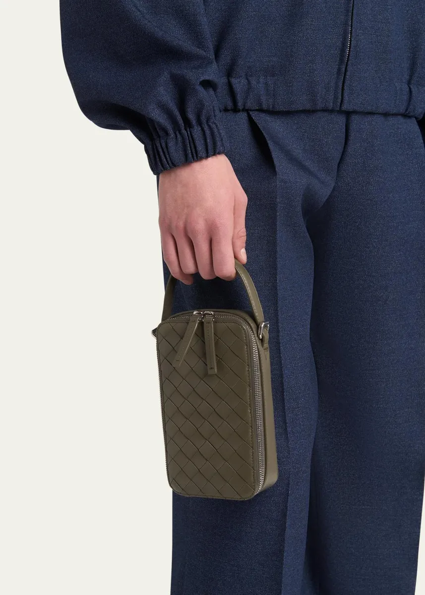 Bottega Veneta Men's Getaway Leather Crossbody Phone Pouch | Thumbnail 2 Bottega Veneta Men's Getaway Leather Crossbody Phone Pouch | Thumbnail 2