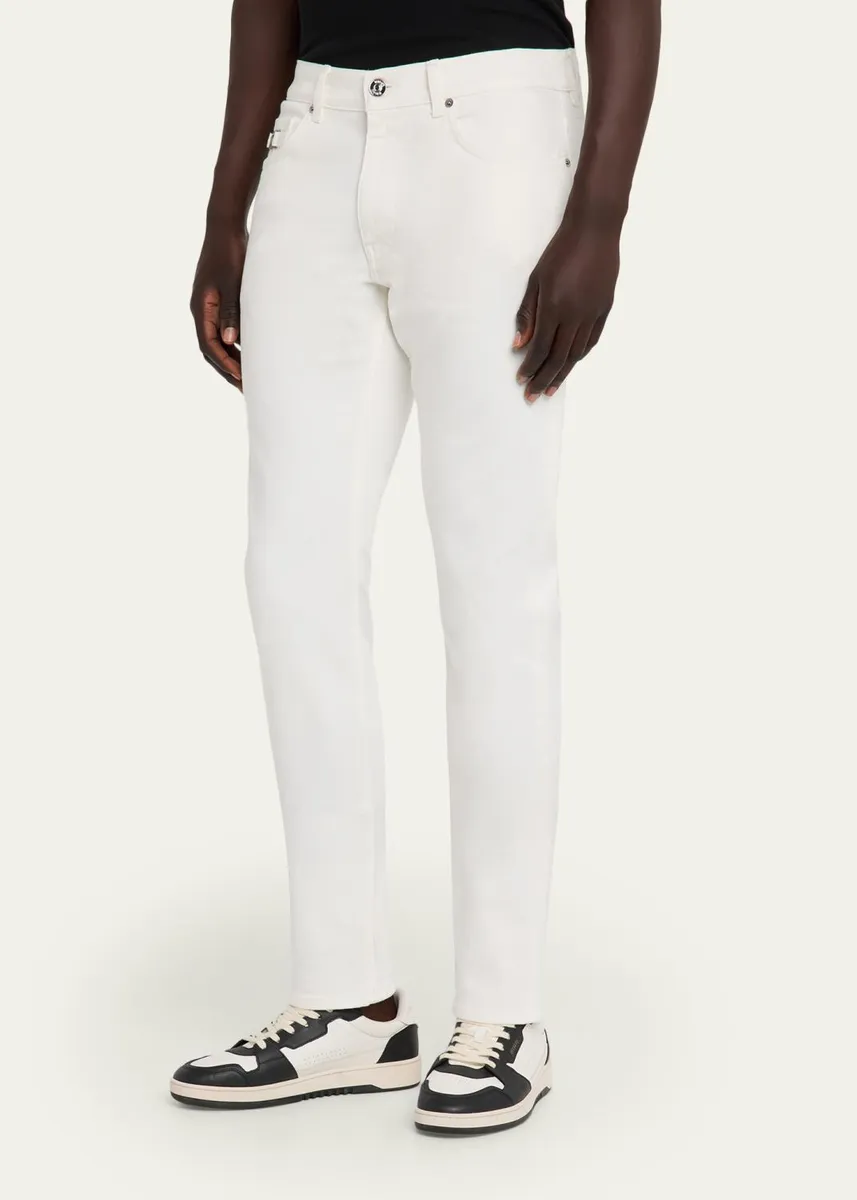 Versace Men's White Denim Straight-Leg Jeans | Thumbnail 4 Versace Men's White Denim Straight-Leg Jeans | Thumbnail 4