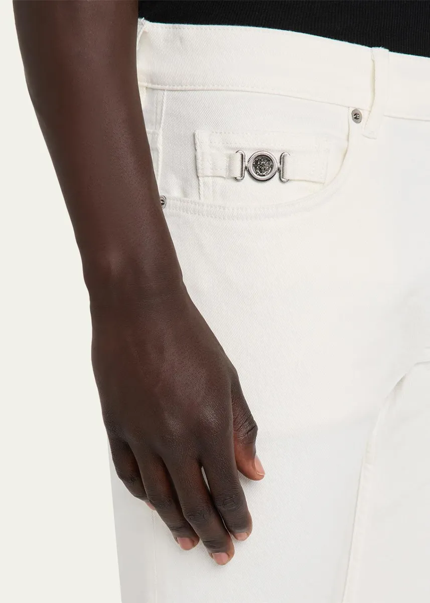 Versace Men's White Denim Straight-Leg Jeans | Thumbnail 5 Versace Men's White Denim Straight-Leg Jeans | Thumbnail 5