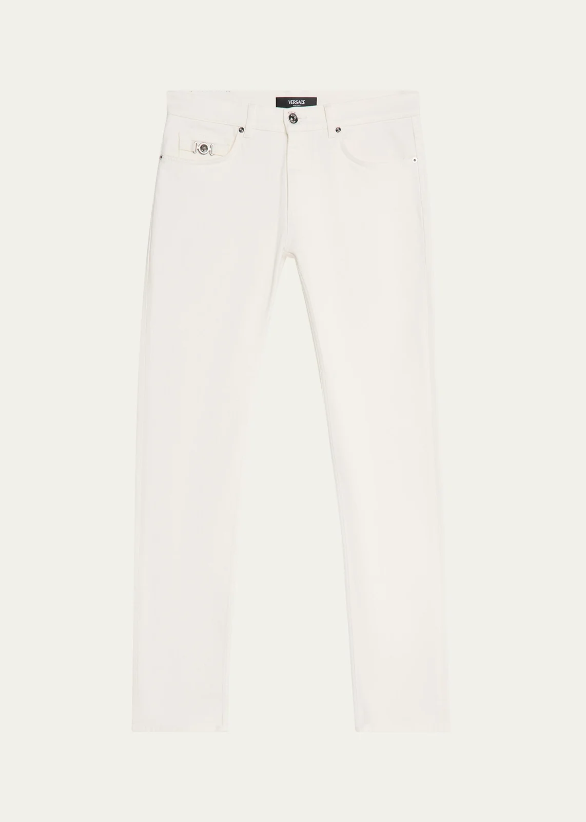 Versace Men's White Denim Straight-Leg Jeans | Thumbnail 1 Versace Men's White Denim Straight-Leg Jeans | Thumbnail 1