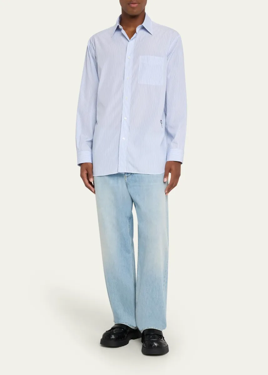 Bottega Veneta Men's Tonal Stripe Pocket Sport Shirt | Thumbnail 2 Bottega Veneta Men's Tonal Stripe Pocket Sport Shirt | Thumbnail 2