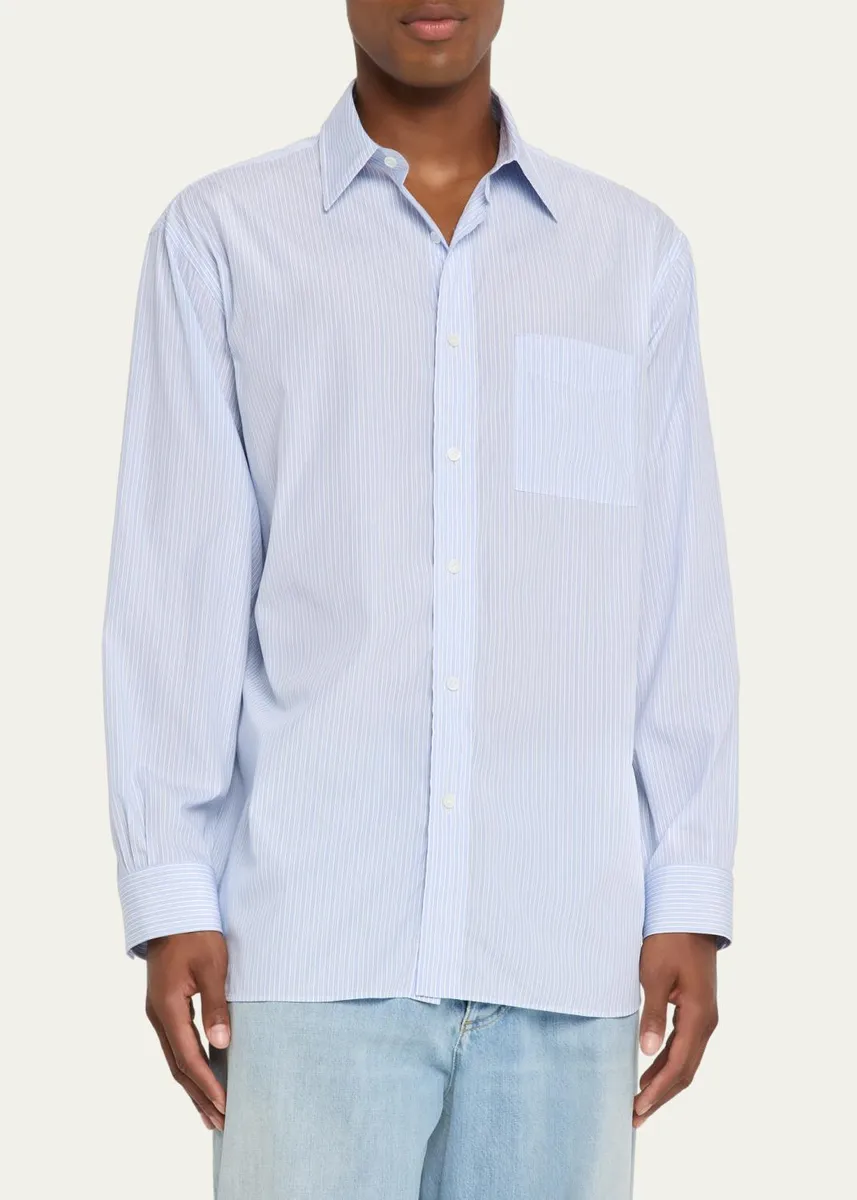 Bottega Veneta Men's Tonal Stripe Pocket Sport Shirt | Thumbnail 4 Bottega Veneta Men's Tonal Stripe Pocket Sport Shirt | Thumbnail 4