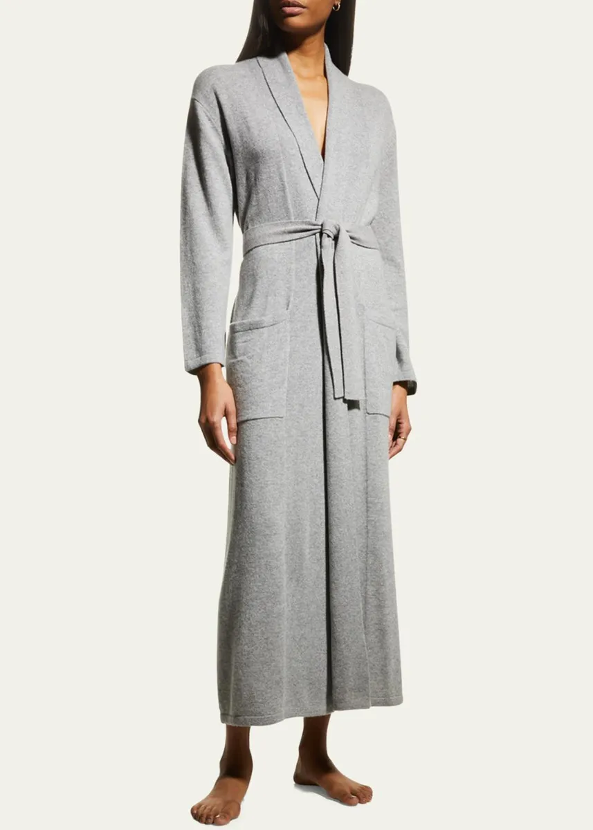 Arlotta Cashmere Long Cashmere Robe with Shawl Collar | Thumbnail 2
