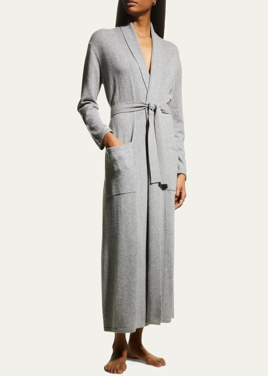 Arlotta Cashmere Long Cashmere Robe with Shawl Collar | Thumbnail 4
