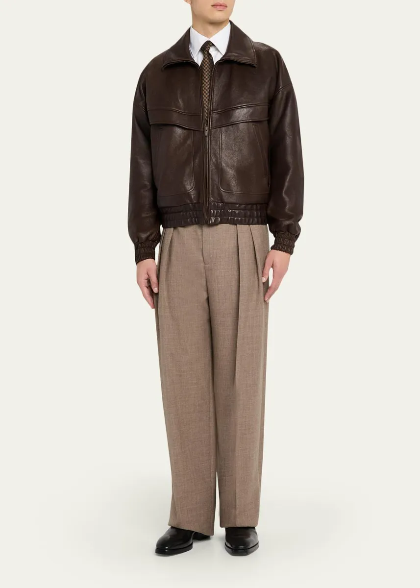Saint Laurent Men's Leather Blouson Jacket | Thumbnail 2