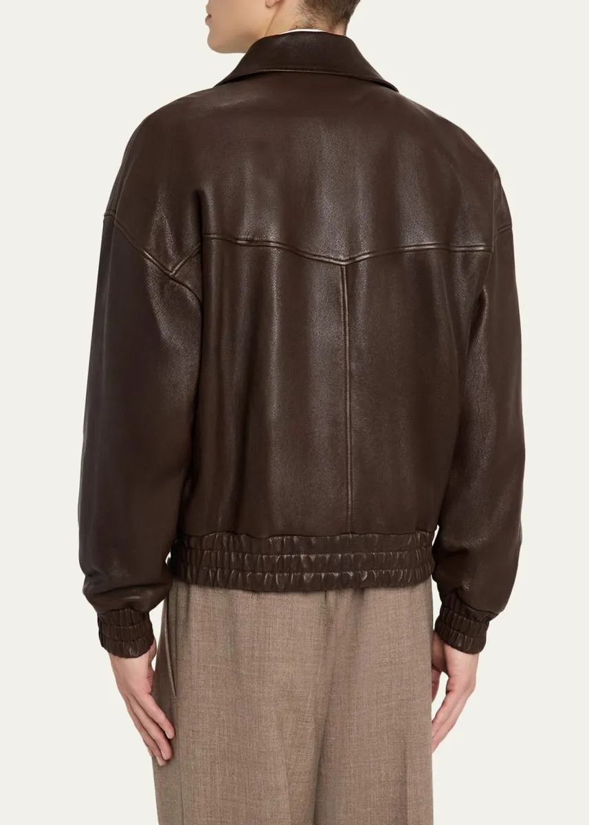 Saint Laurent Men's Leather Blouson Jacket | Thumbnail 3