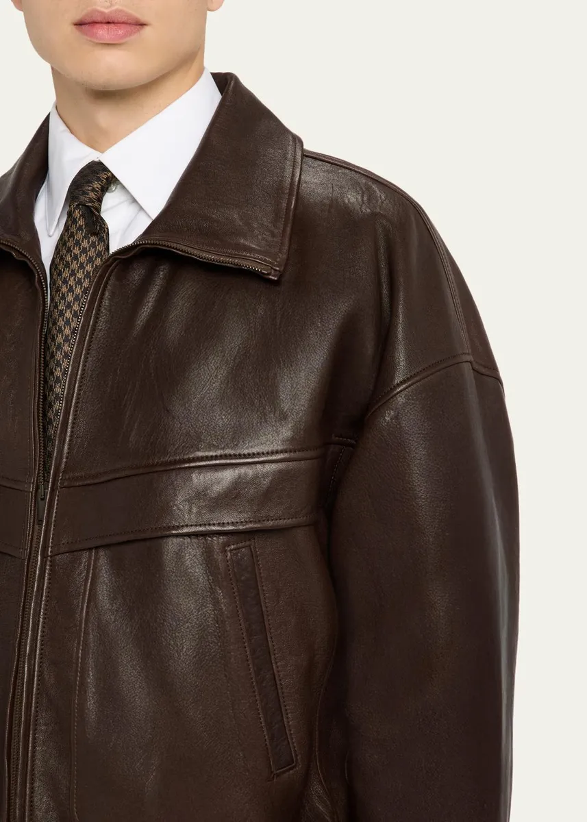 Saint Laurent Men's Leather Blouson Jacket | Thumbnail 5