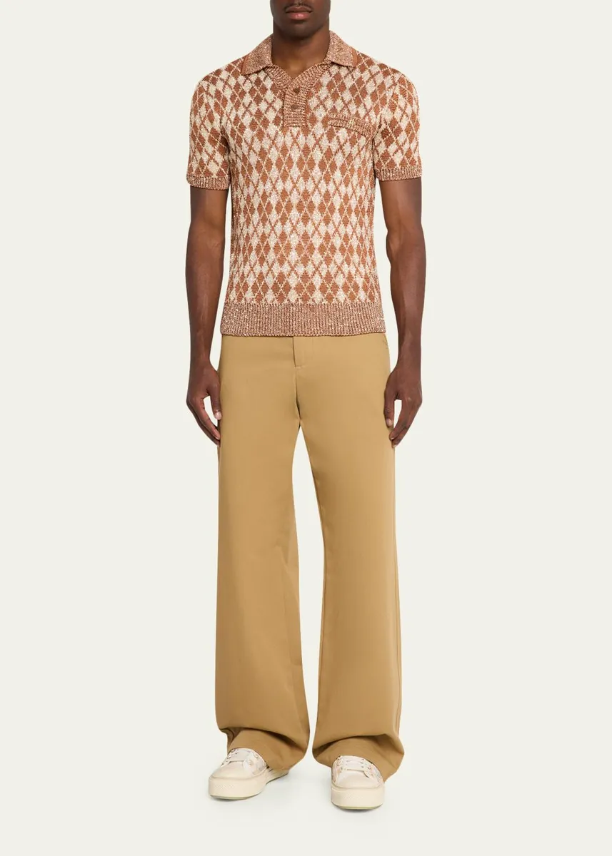 AMIRI Men's Argyle Short-Sleeve Polo Sweater | Thumbnail 2 AMIRI Men's Argyle Short-Sleeve Polo Sweater | Thumbnail 2