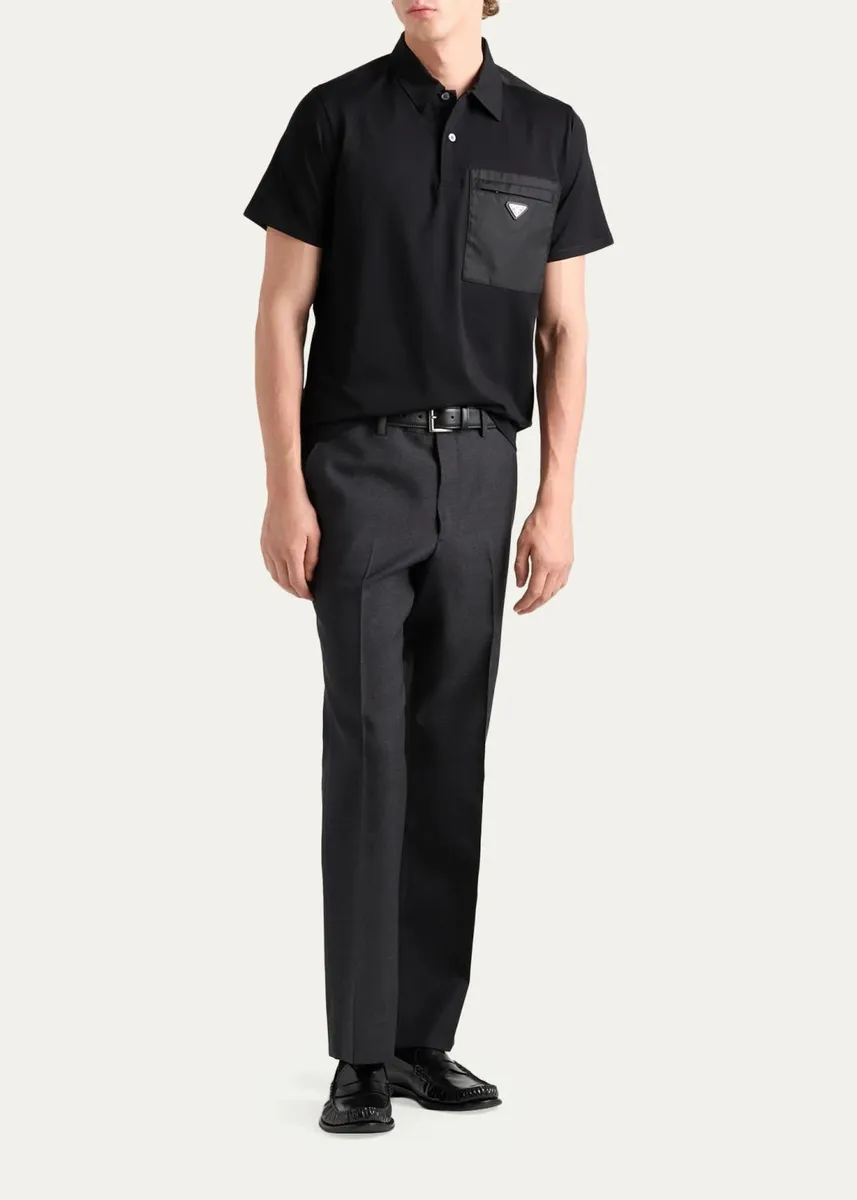 Prada Men's Re-Nylon Pocket Polo Shirt | Thumbnail 2
