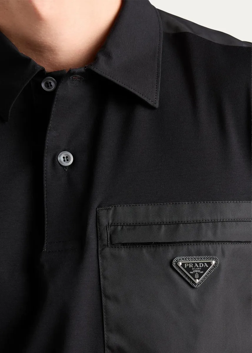 Prada Men's Re-Nylon Pocket Polo Shirt | Thumbnail 4