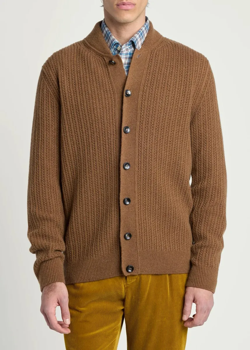 Kiton Men's Cashmere Rib Cardigan Sweater | Thumbnail 4 Kiton Men's Cashmere Rib Cardigan Sweater | Thumbnail 4