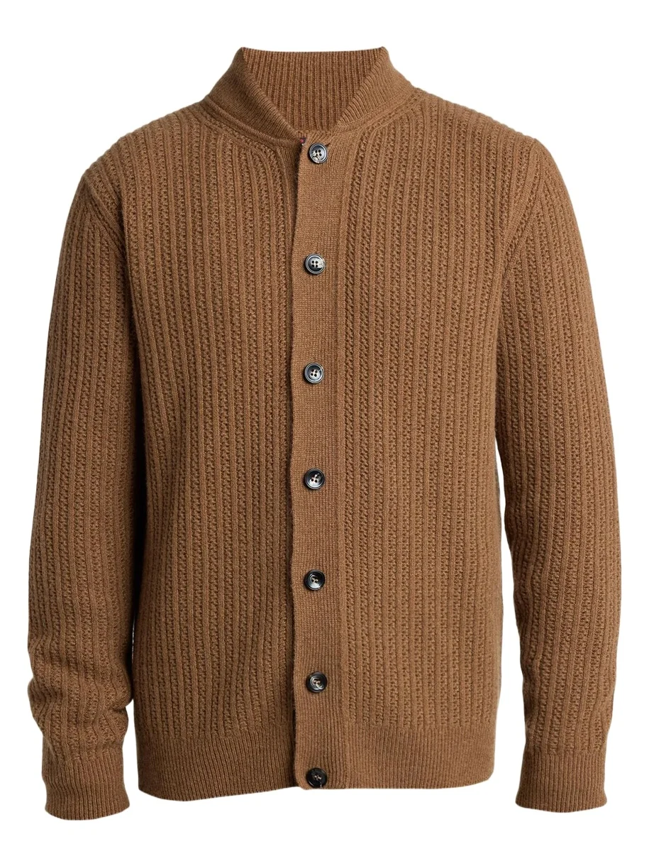 Kiton Men's Cashmere Rib Cardigan Sweater