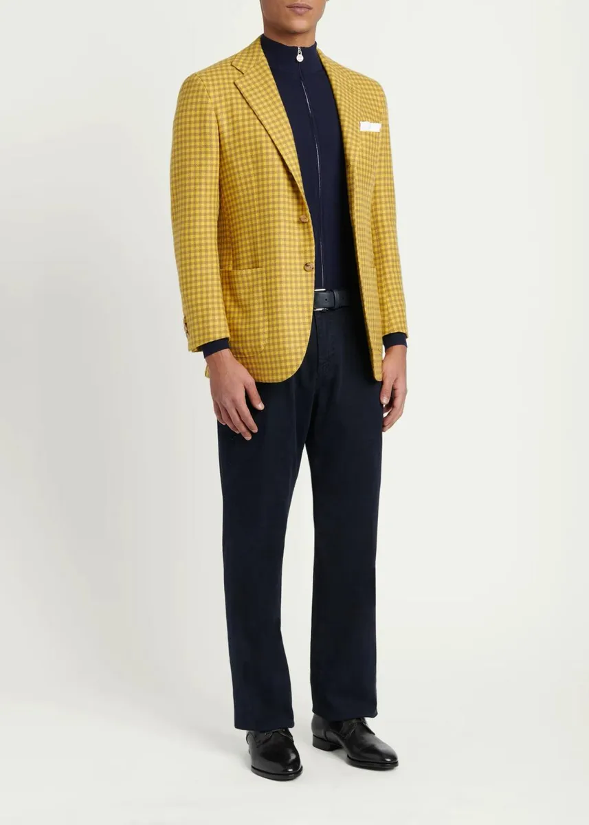 Kiton Men's Cashmere Check Two-Button Sport Coat | Thumbnail 2