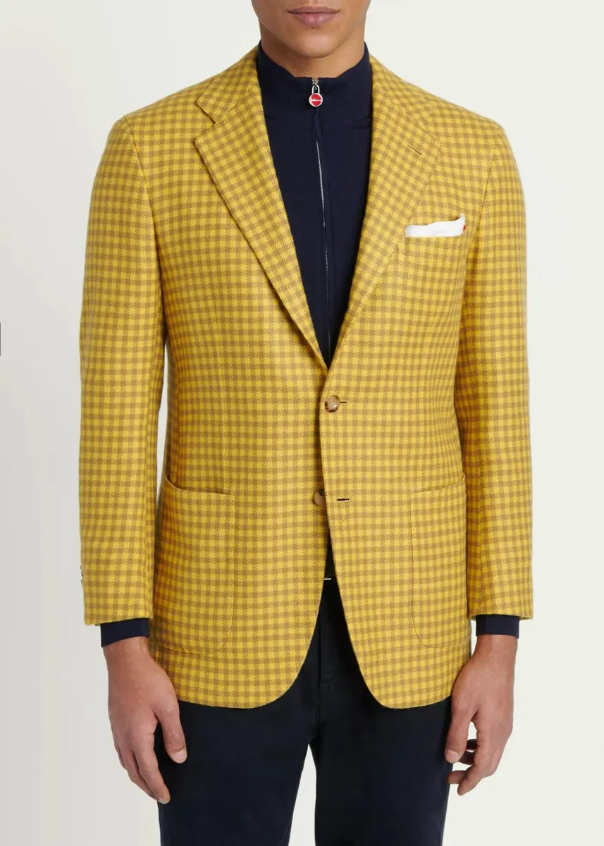 Kiton Men's Cashmere Check Two-Button Sport Coat | Thumbnail 4