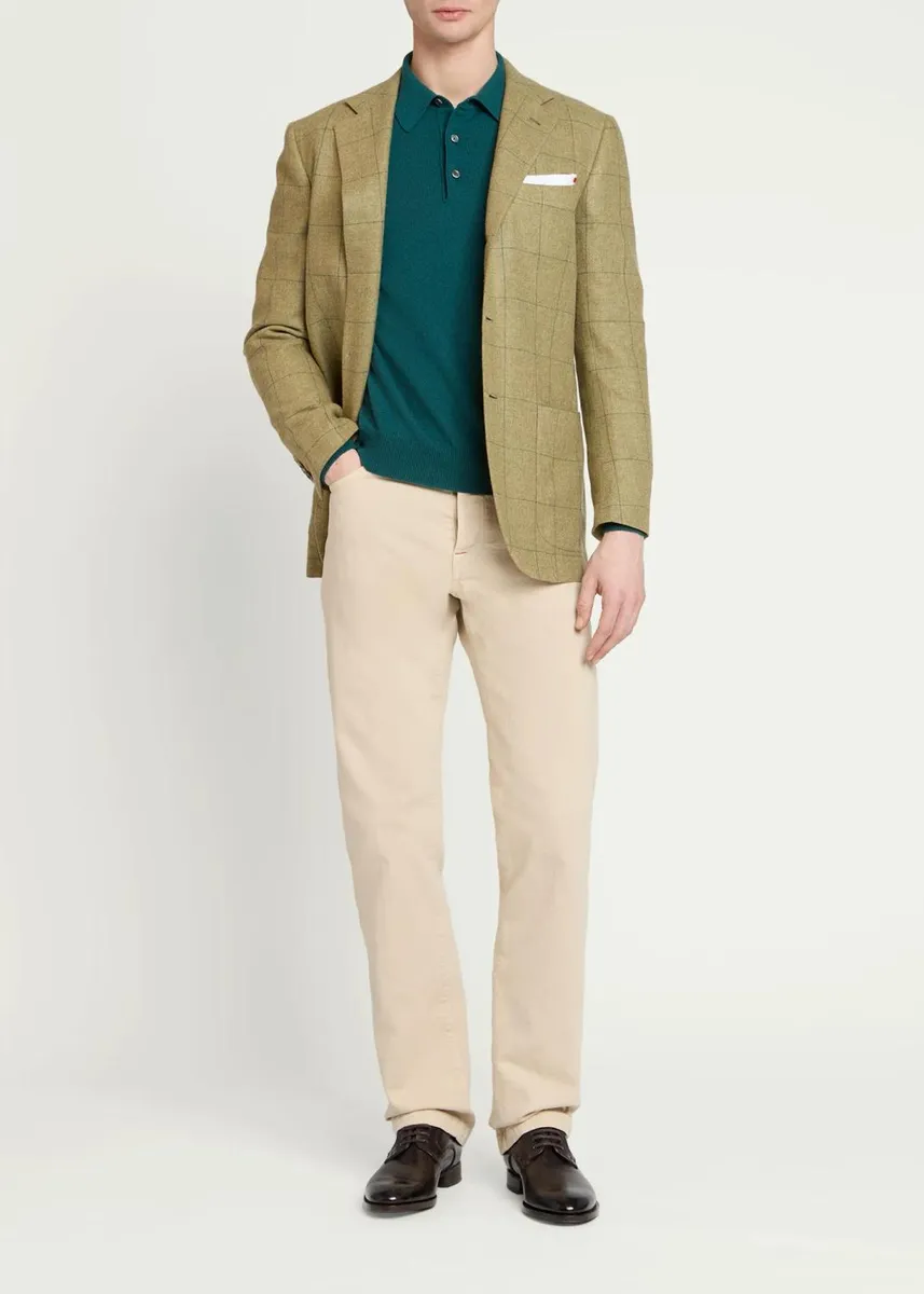 Kiton Men's Cashmere Long-Sleeve Knit Polo Shirt | Thumbnail 2 Kiton Men's Cashmere Long-Sleeve Knit Polo Shirt | Thumbnail 2