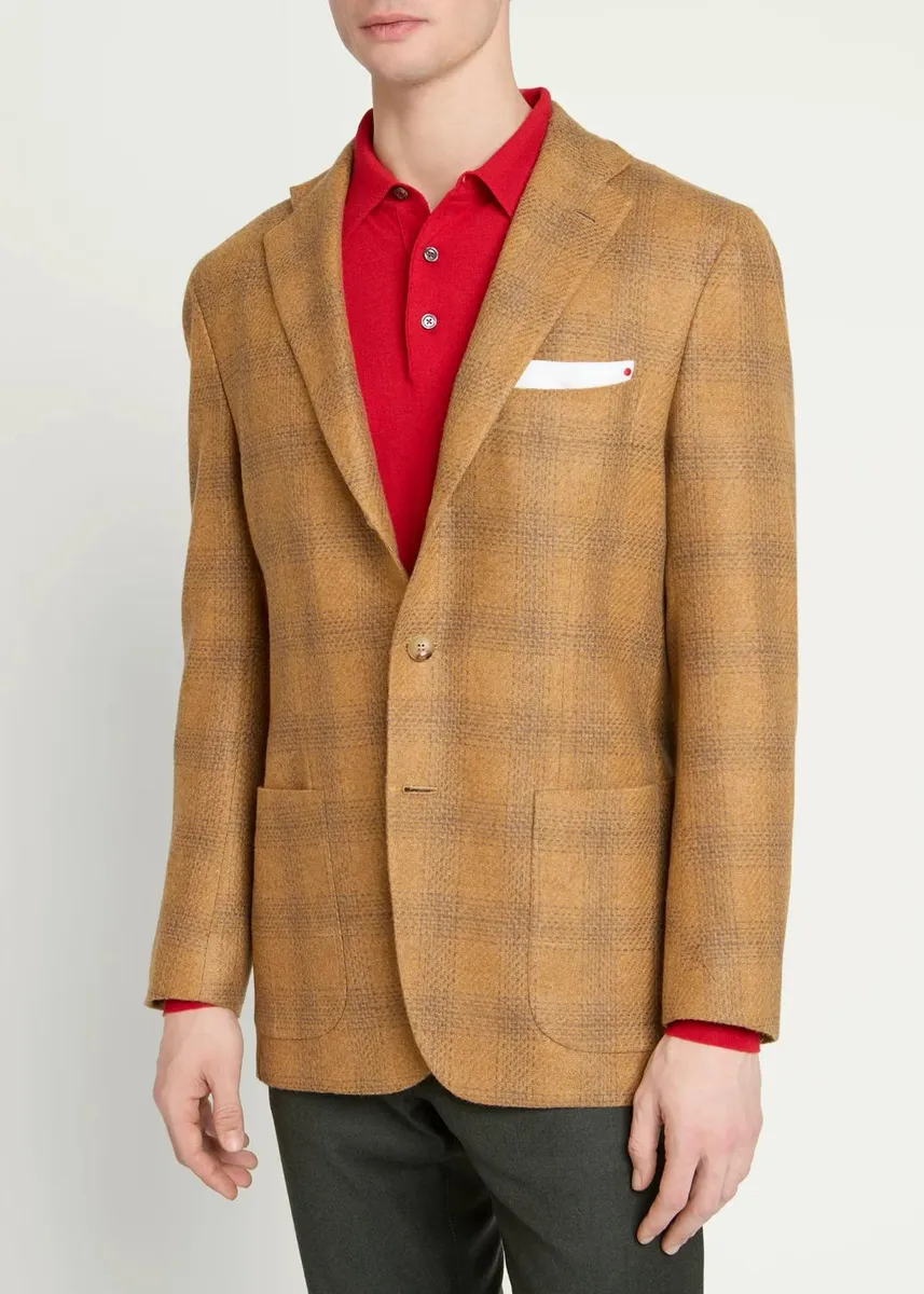 Kiton Men's Plaid Cashmere Single-Breasted Sport Coat | Thumbnail 4 Kiton Men's Plaid Cashmere Single-Breasted Sport Coat | Thumbnail 4