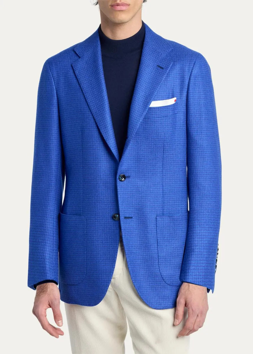 Kiton Men's Houndstooth Cashmere Single-Breasted Sport Coat | Thumbnail 4 Kiton Men's Houndstooth Cashmere Single-Breasted Sport Coat | Thumbnail 4