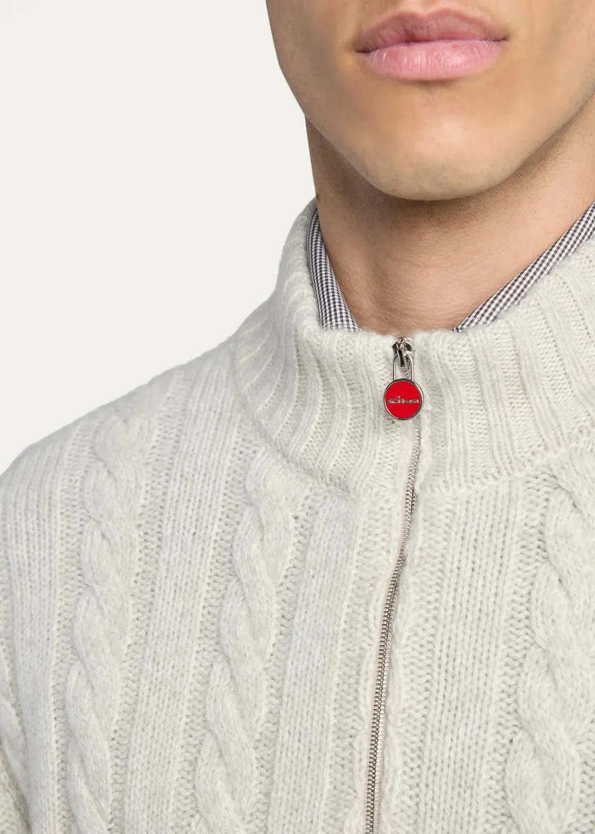 Kiton Men's Cashmere Cable Knit Half-Zip Sweater | Thumbnail 5 Kiton Men's Cashmere Cable Knit Half-Zip Sweater | Thumbnail 5