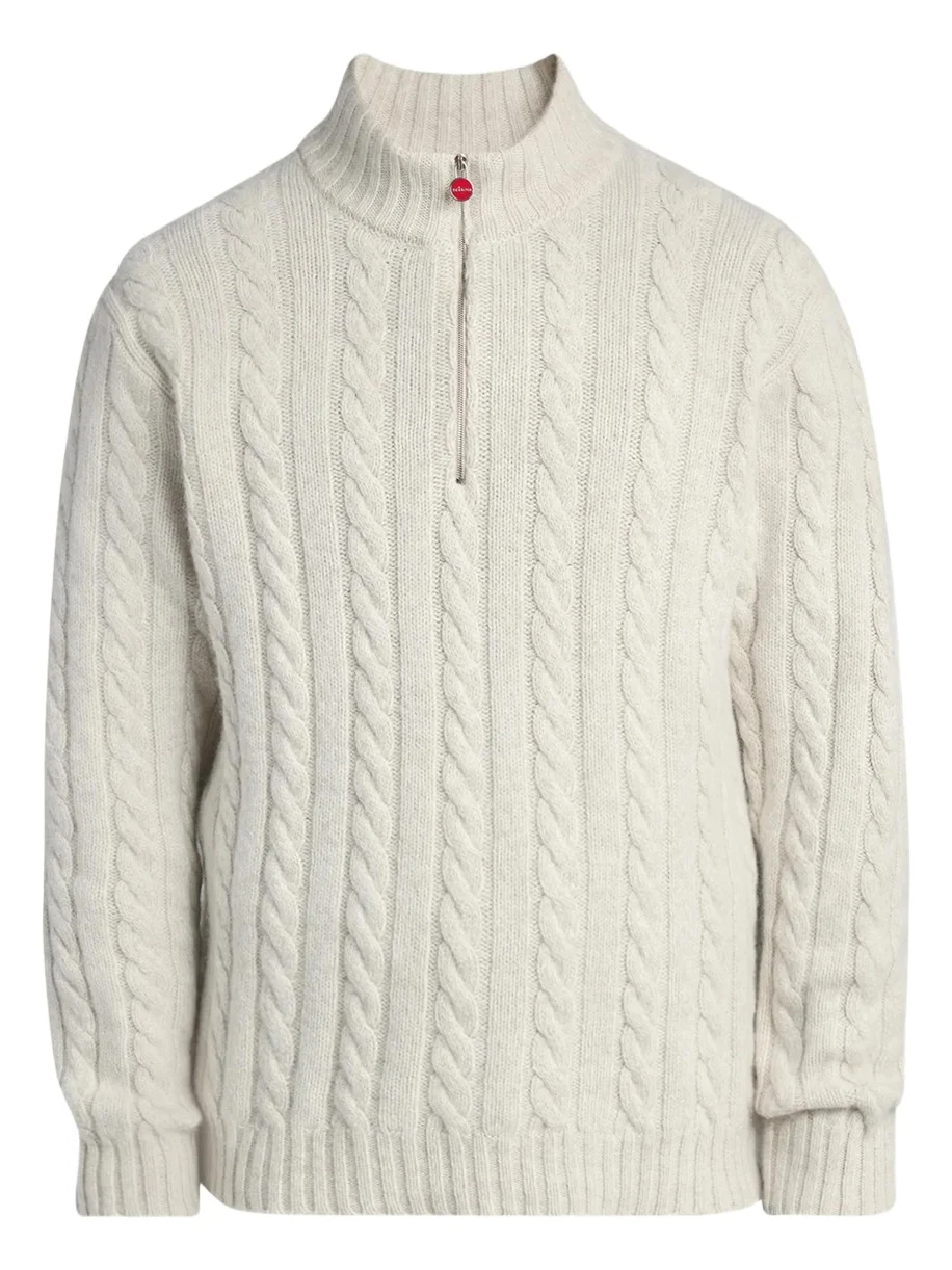Kiton Men's Cashmere Cable Knit Half-Zip Sweater