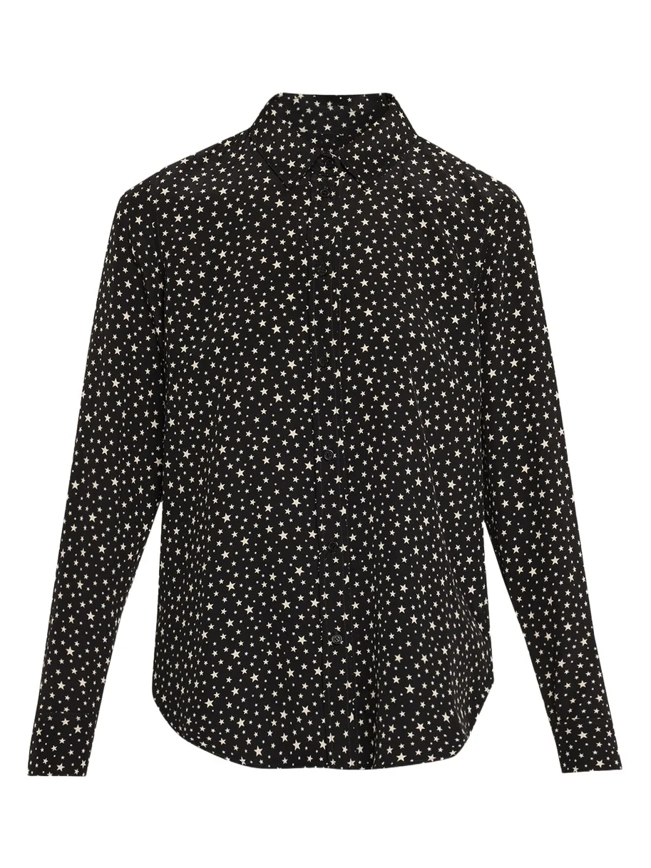 Spotted Silk Button-Down Blouse Spotted Silk Button-Down Blouse