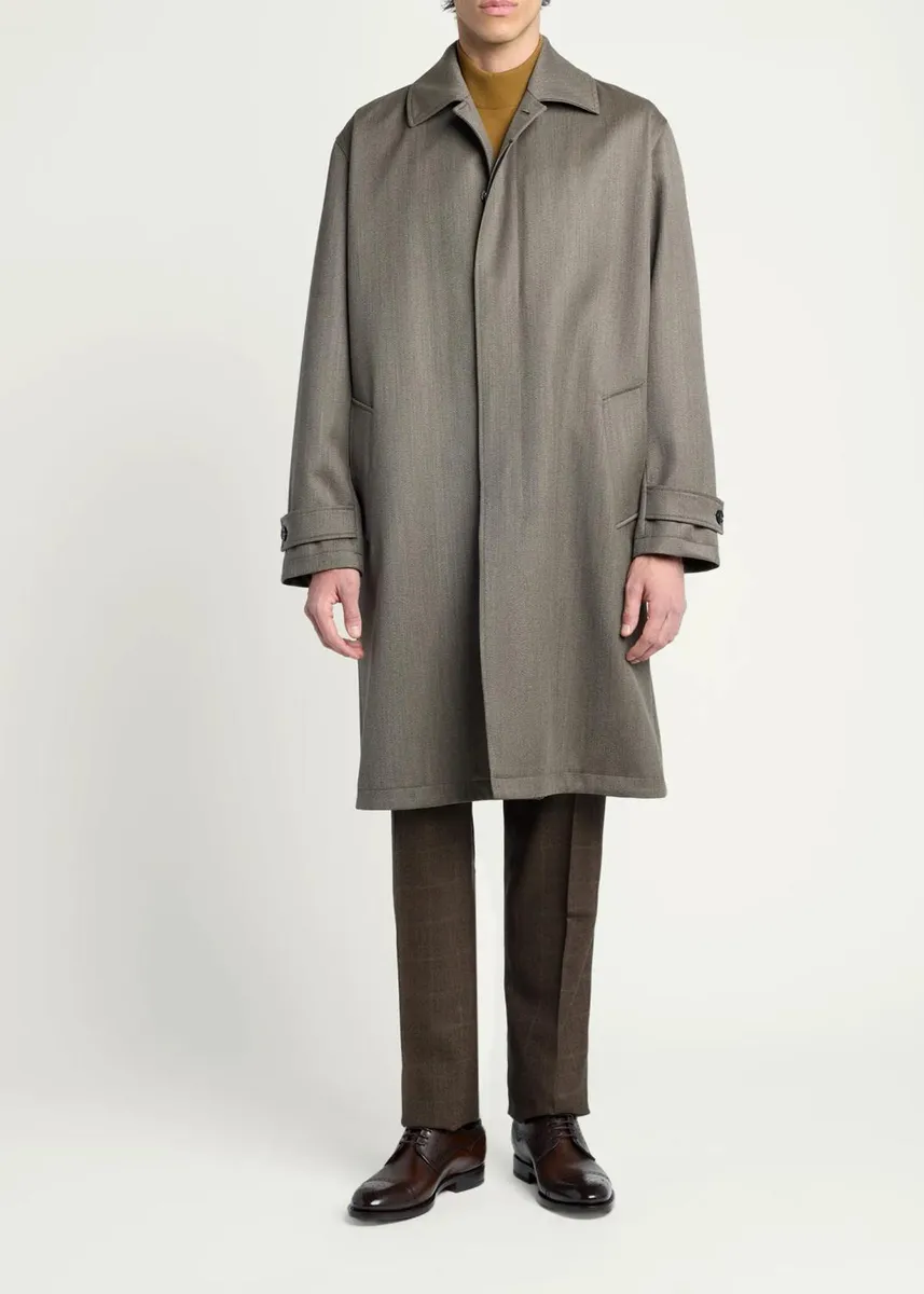 Kiton Men's Wool Twill Overcoat | Thumbnail 2 Kiton Men's Wool Twill Overcoat | Thumbnail 2