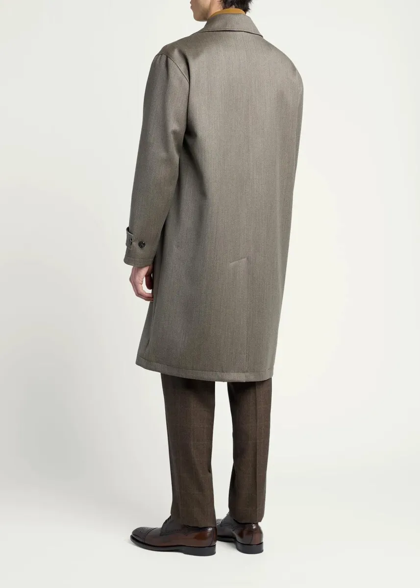 Kiton Men's Wool Twill Overcoat | Thumbnail 3 Kiton Men's Wool Twill Overcoat | Thumbnail 3