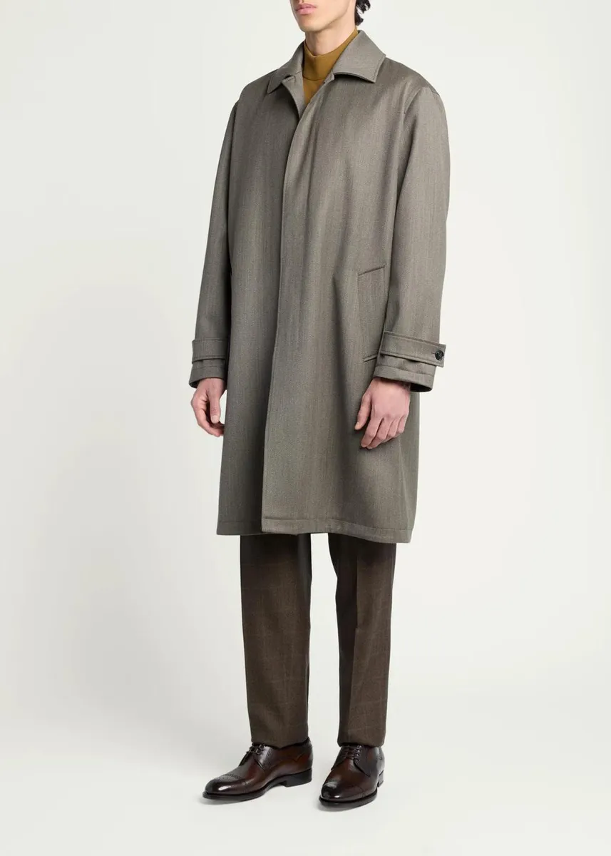 Kiton Men's Wool Twill Overcoat | Thumbnail 4 Kiton Men's Wool Twill Overcoat | Thumbnail 4