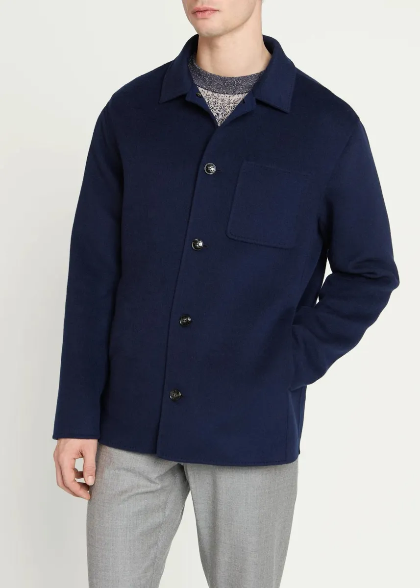 Kiton Men's Double-Face Wool & Cashmere Shirt Jacket | Thumbnail 4 Kiton Men's Double-Face Wool & Cashmere Shirt Jacket | Thumbnail 4