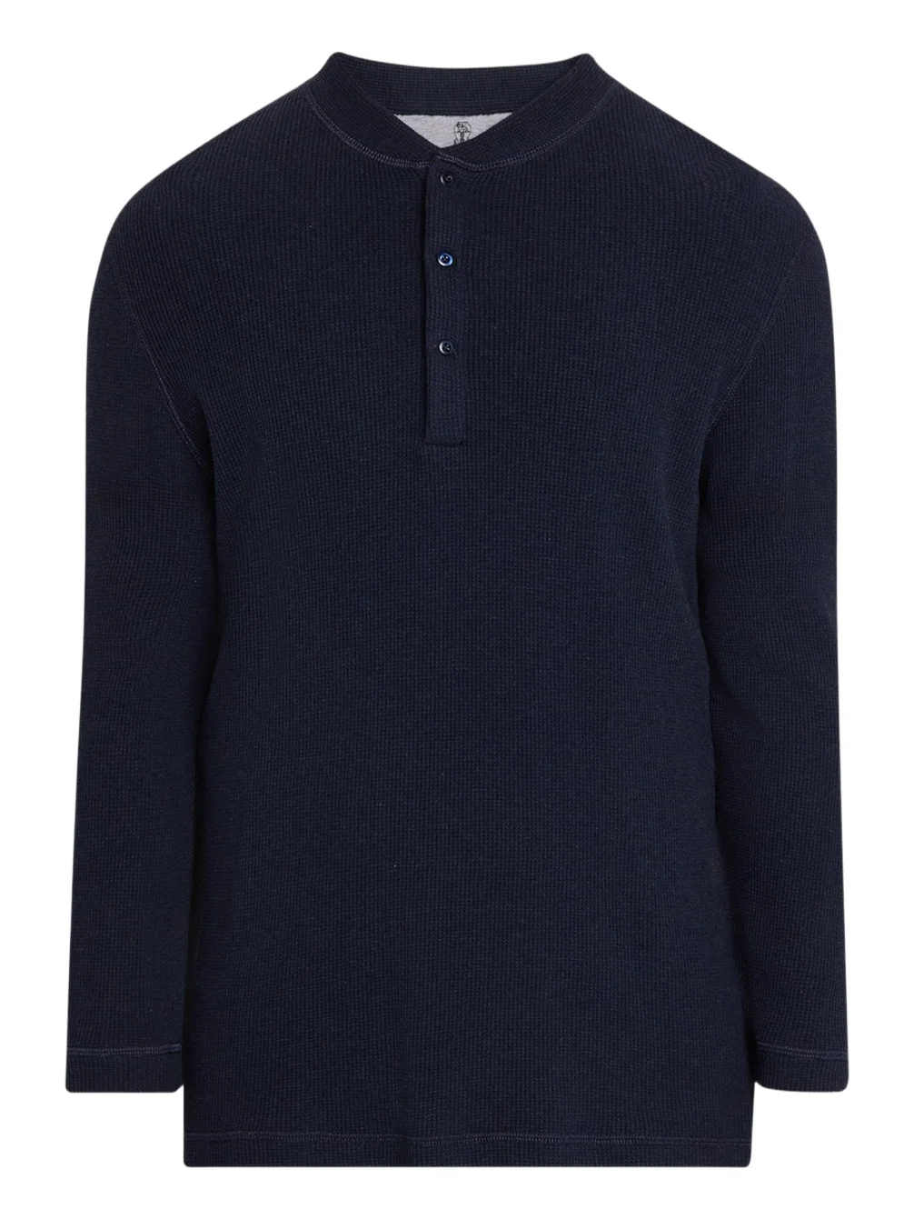 Brunello Cucinelli Men's Cashmere and Cotton Waffle-Knit Long-Sleeve Henley T-Shirt