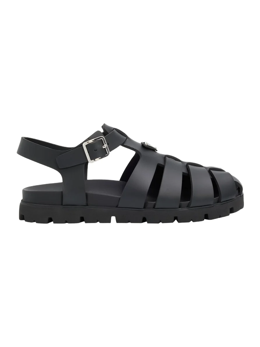 Prada Men's Soft Cage Rubber Fisherman Sandals