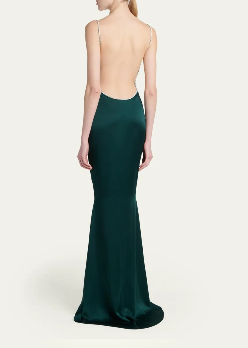 Tom Ford Crystal-Trim Backless Satin Mermaid Gown | Thumbnail 3 Tom Ford Crystal-Trim Backless Satin Mermaid Gown | Thumbnail 3