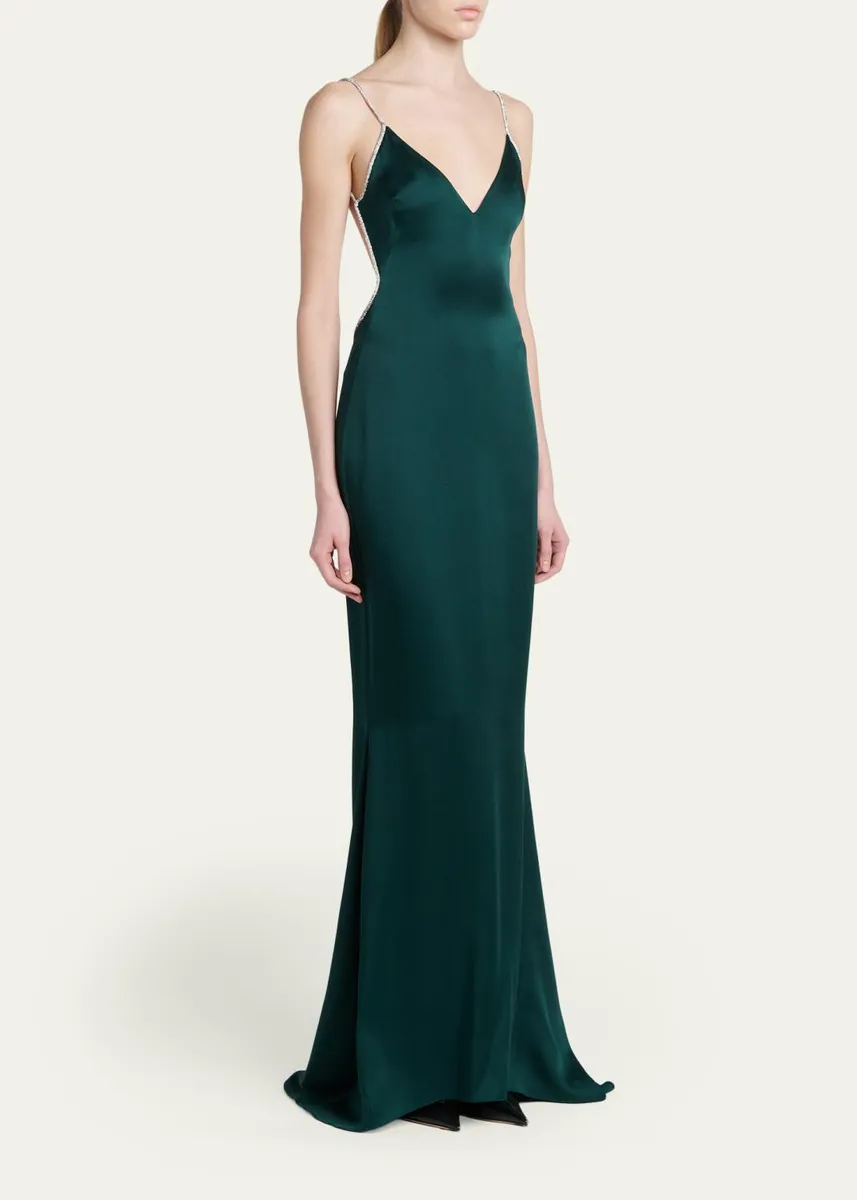 Tom Ford Crystal-Trim Backless Satin Mermaid Gown | Thumbnail 4 Tom Ford Crystal-Trim Backless Satin Mermaid Gown | Thumbnail 4