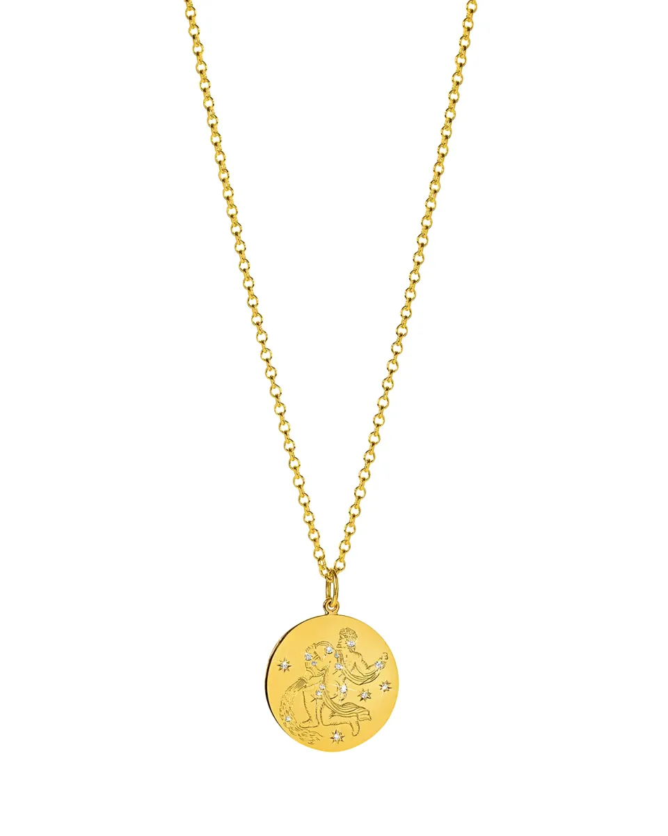 VERDURA 18K Yellow Gold Diamond Zodiac Necklace, Aquarius | Thumbnail 2 VERDURA 18K Yellow Gold Diamond Zodiac Necklace, Aquarius | Thumbnail 2