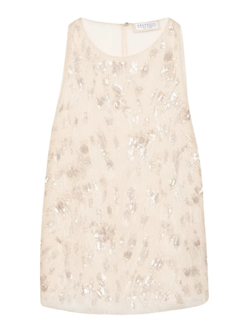 Animalier Embroidered Silk Tank Top