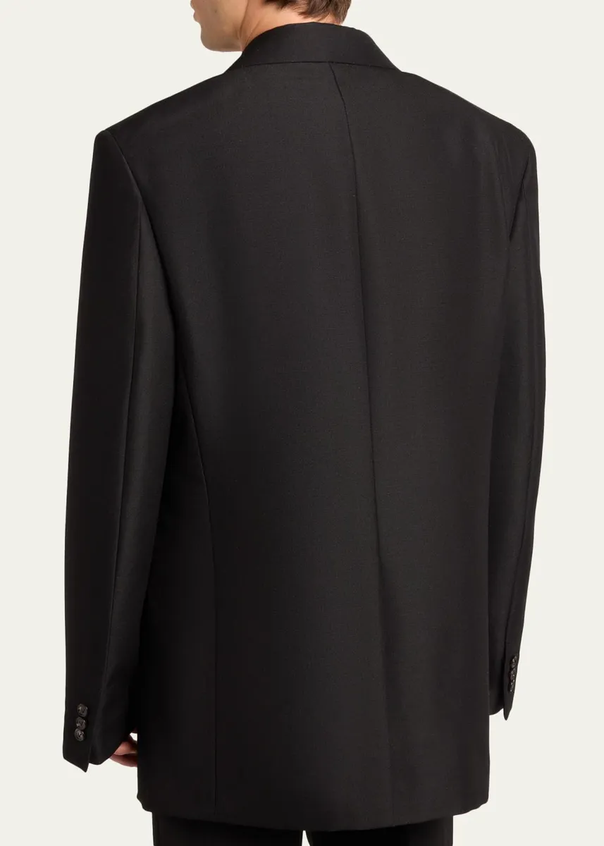 Bottega Veneta Men's Intrecciato-Lapel Wool Mohair Dinner Jacket | Thumbnail 3 Bottega Veneta Men's Intrecciato-Lapel Wool Mohair Dinner Jacket | Thumbnail 3