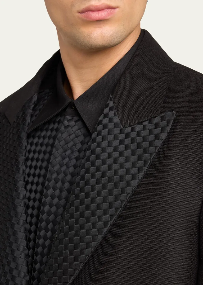 Bottega Veneta Men's Intrecciato-Lapel Wool Mohair Dinner Jacket | Thumbnail 5 Bottega Veneta Men's Intrecciato-Lapel Wool Mohair Dinner Jacket | Thumbnail 5